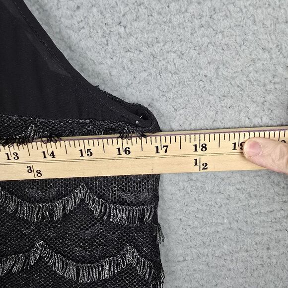 Greylin Camisole Women M Black Metallic Silver Sheer Tiered Sexy 20s Flapper - Picture 11 of 16